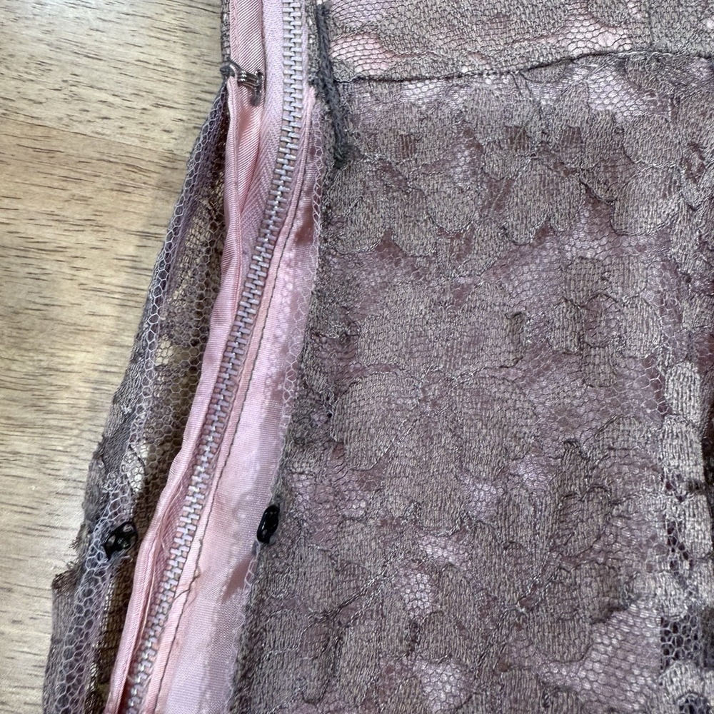 Vtg 1950s Emma Domb Pink Lace Party Dress Tea Fit & Flare Illusion Size XS *read - Picture 8 of 16